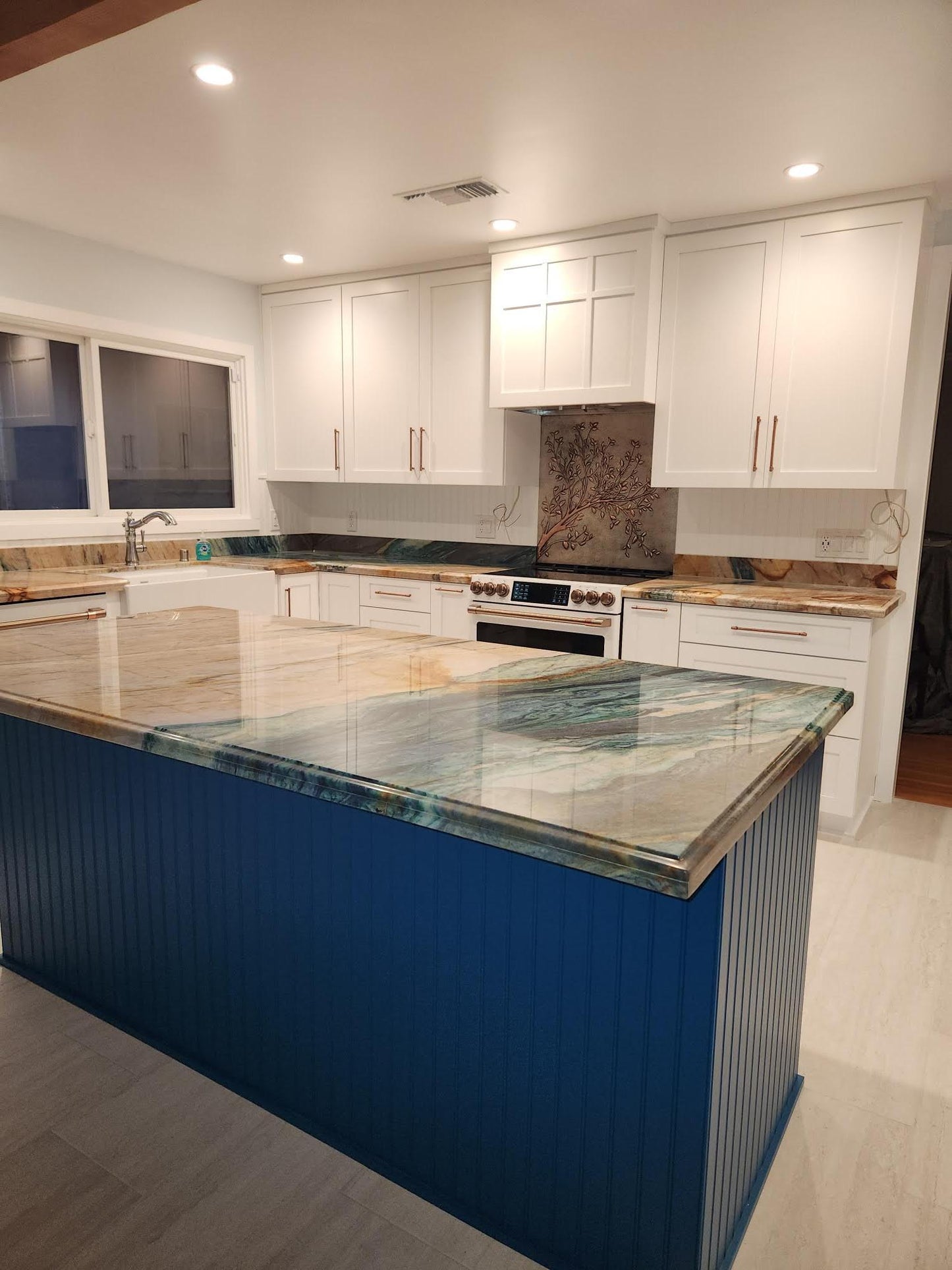 Gray Copper Tree Branches Backsplash | Handmade Copper Kitchen Backsplash Tile