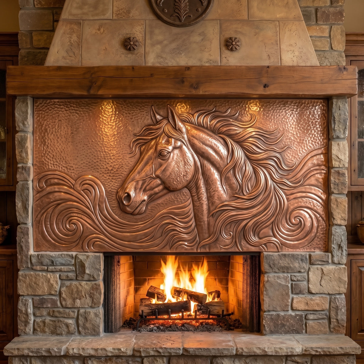 Wild Mane Horse Copper Panel
