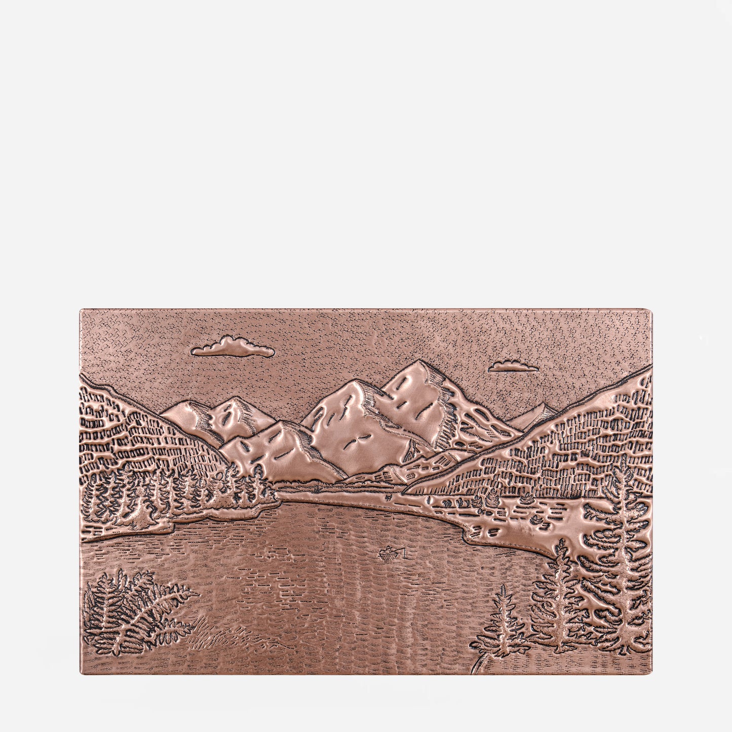 Rocky Mountains & Lake Landscape Copper Backsplash – Handcrafted Copper Kitchen Tile, Custom Mountain Scene Wall Art - Natuross