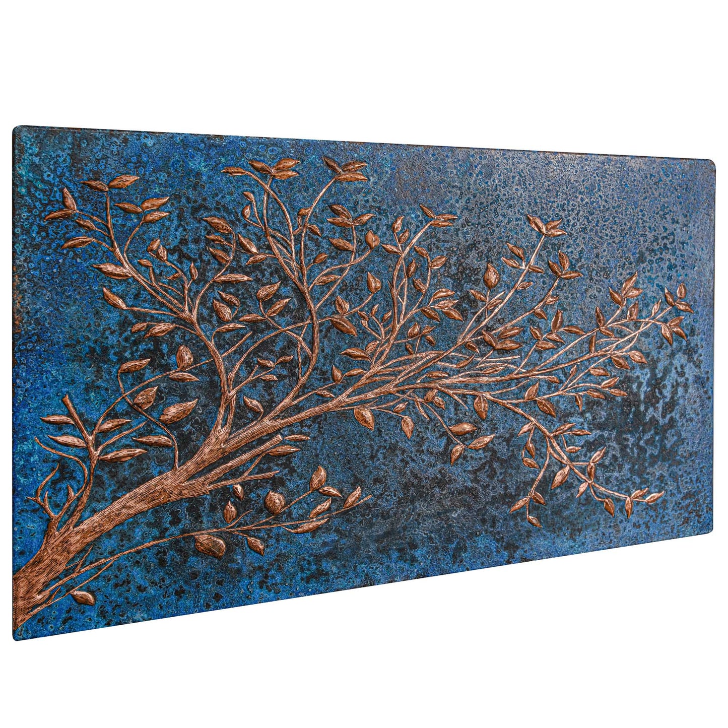 Blue Copper Tree Branches Backsplash | Artistic Handmade Copper Kitchen Backsplash Panel - Natuross