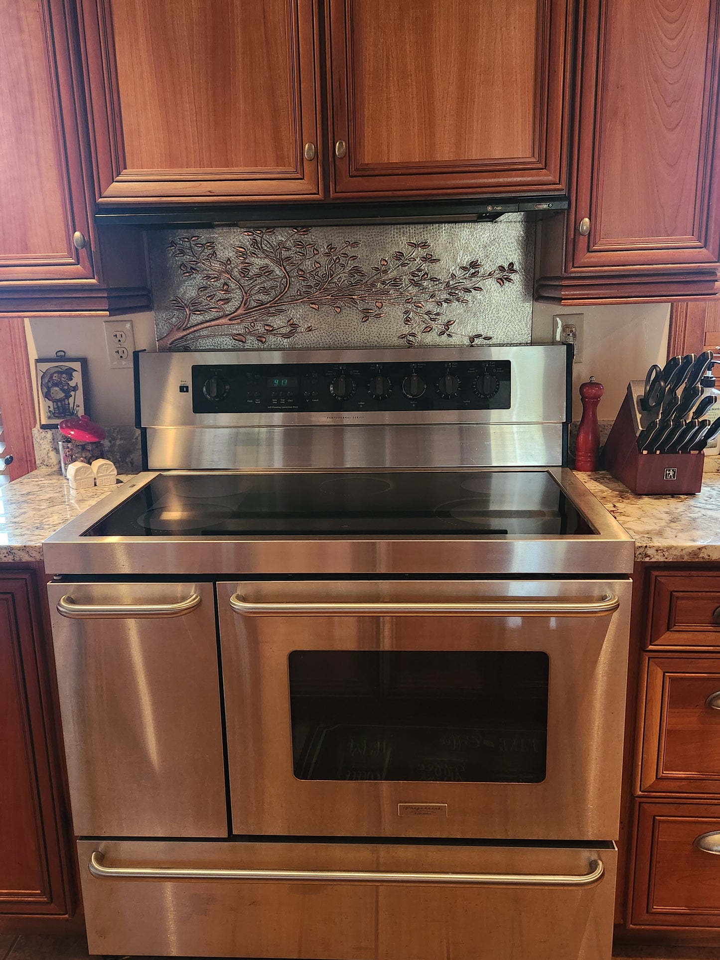 Gray Copper Tree Branches Backsplash | Handmade Copper Kitchen Backsplash Tile