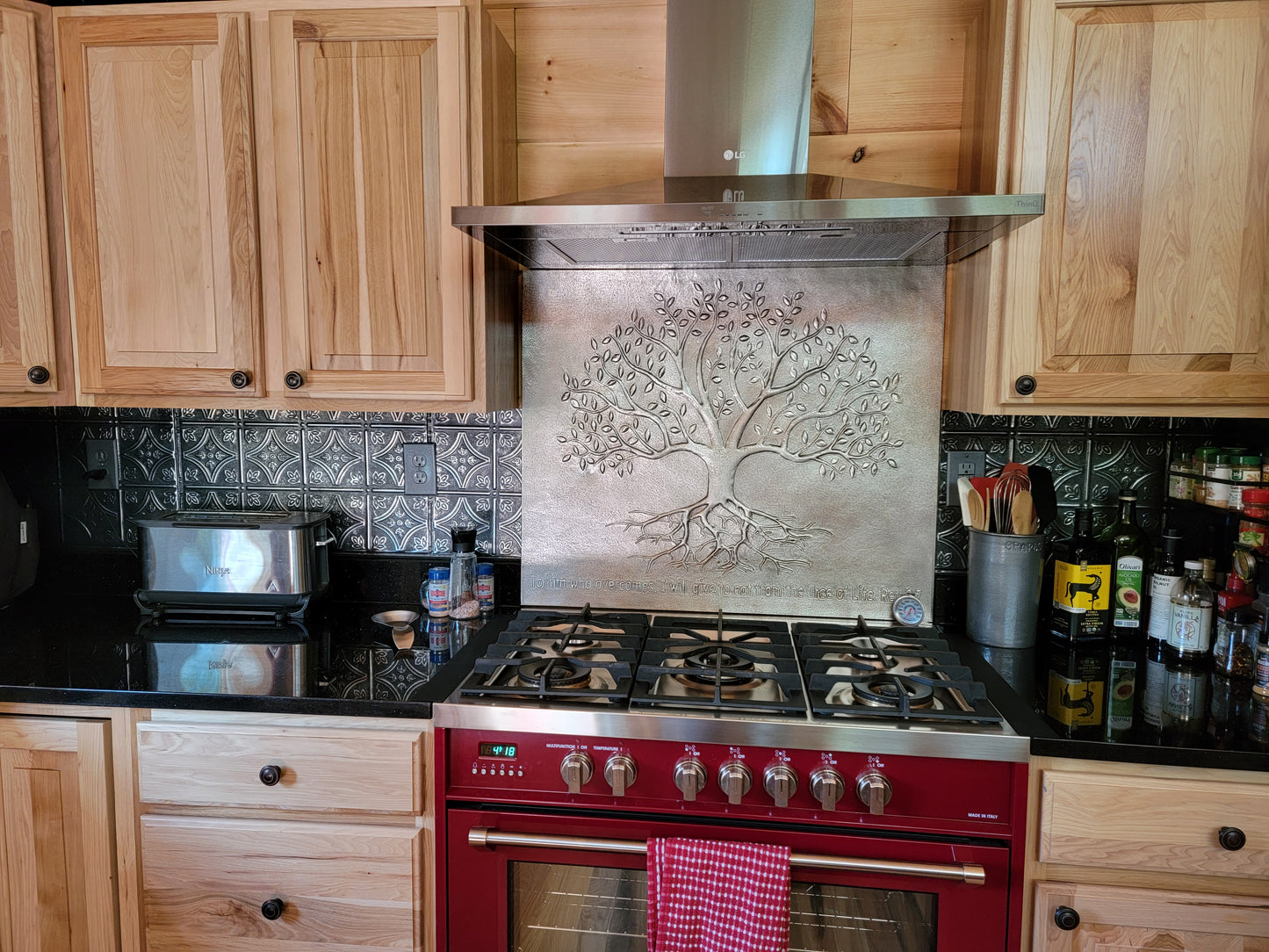 Gray Tree With Roots Copper Backsplash | Metallic Handmade Copper Kitchen Backsplash Panel - Natuross