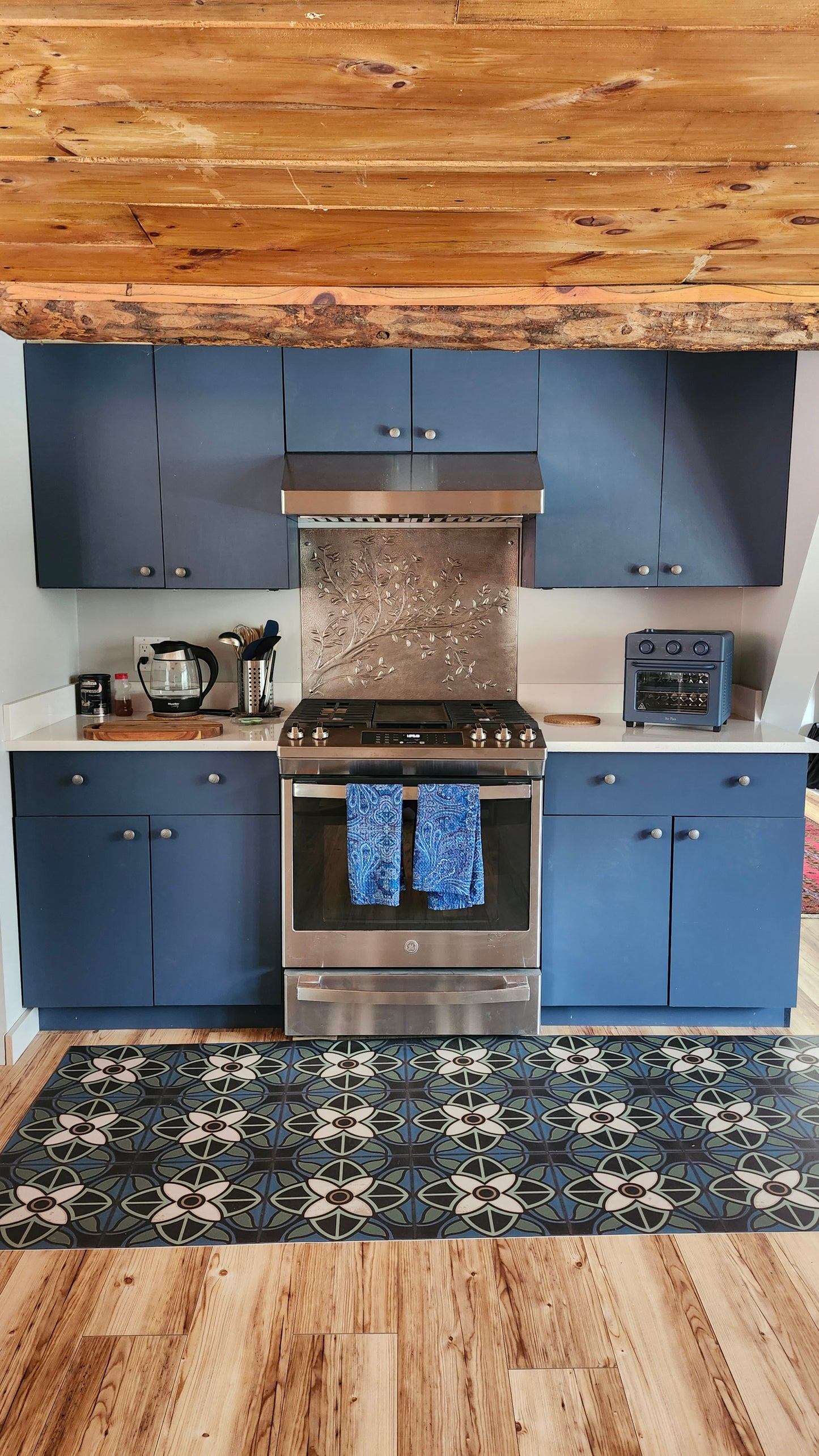 Gray Copper Tree Branches Backsplash | Handmade Copper Kitchen Backsplash Tile