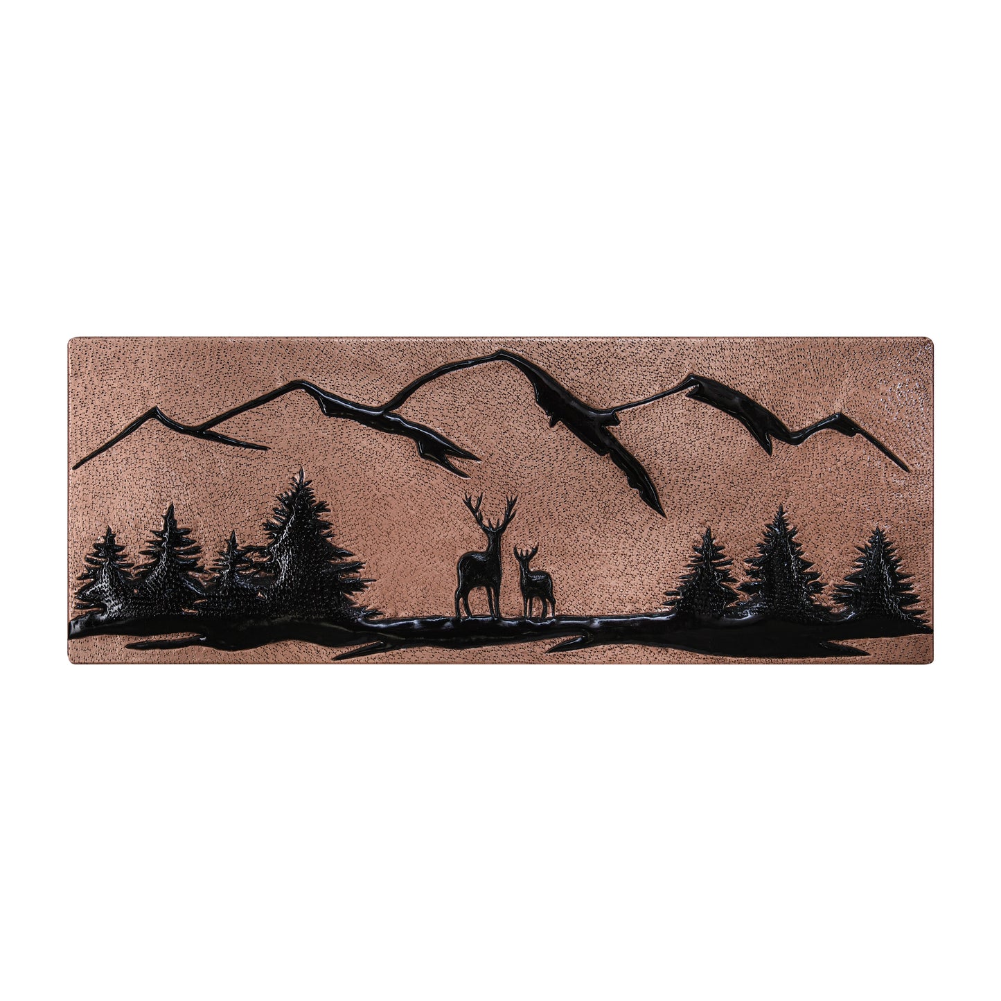 Carrelage pour crédence de cuisine Lodge & Cabin - Motif cerf cuivré dans la forêt - Cuivre et noir