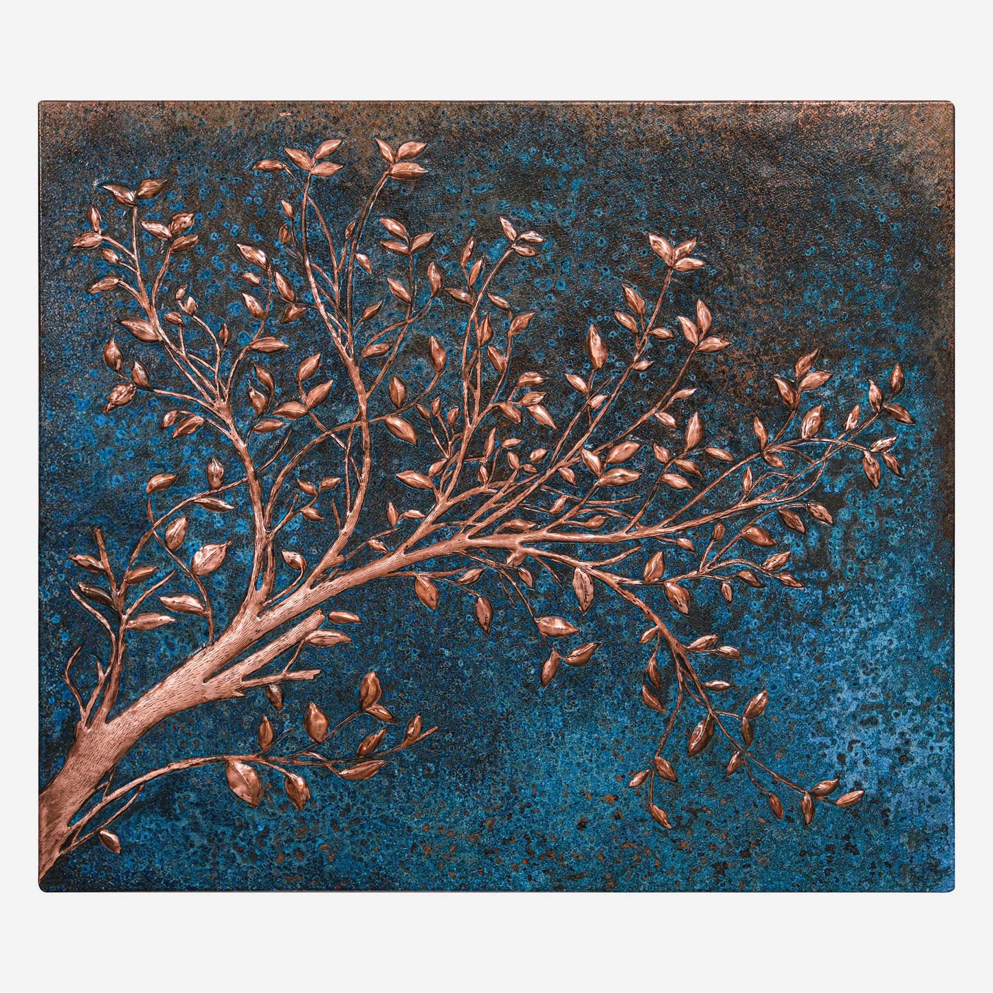 Blue Copper Tree Branches Backsplash | Artistic Handmade Copper Kitchen Backsplash Panel - Natuross