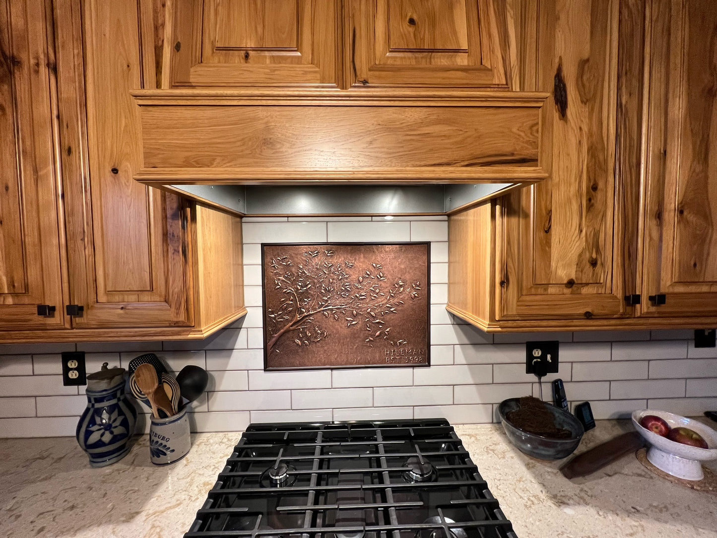 Carrelage de crédence de cuisine rustique – Branches d'arbre en cuivre – Cuivre naturel
