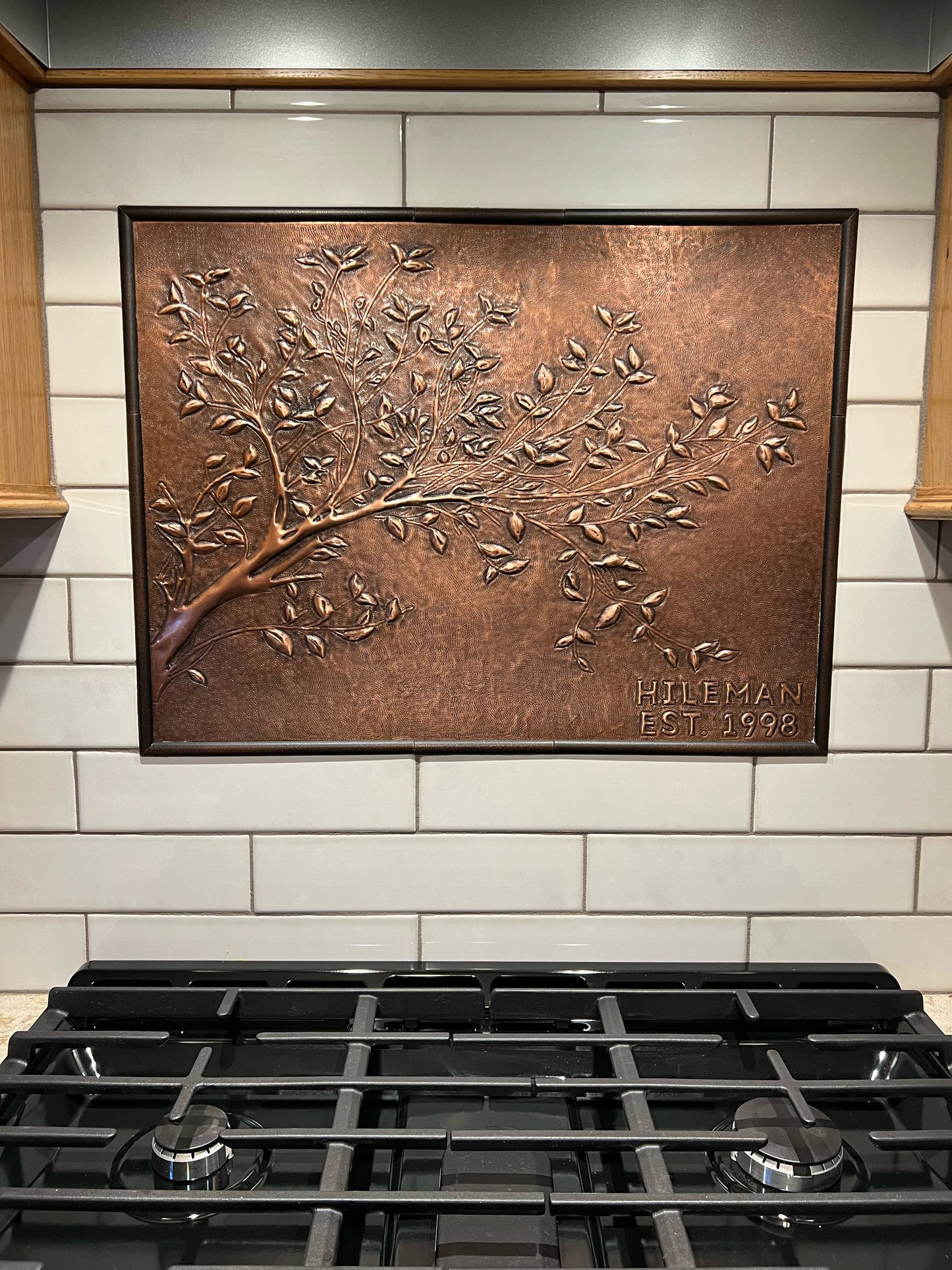 Carrelage de crédence de cuisine rustique – Branches d'arbre en cuivre – Cuivre naturel
