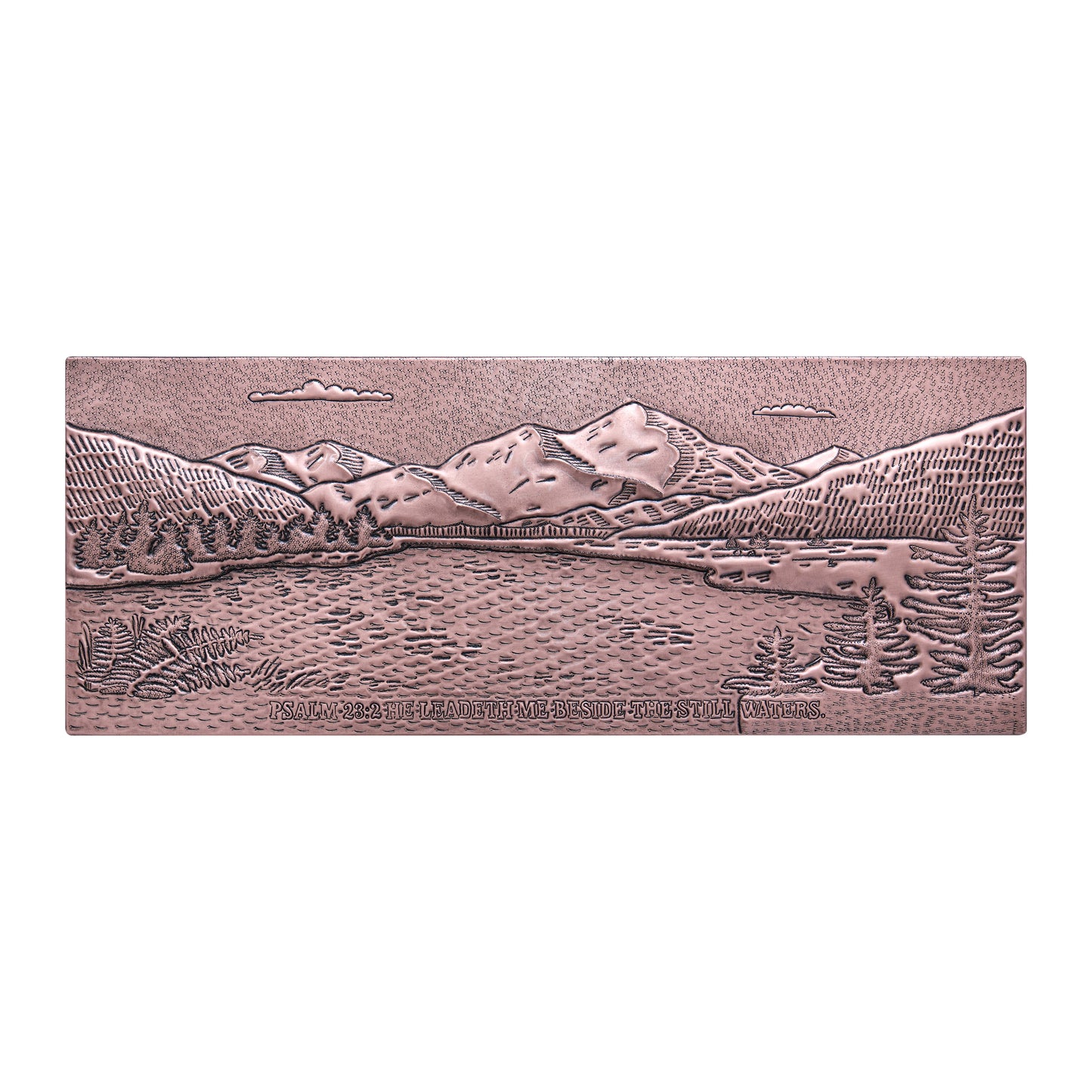 Rocky Mountains & Lake Landscape Copper Backsplash – Handcrafted Copper Kitchen Tile, Custom Mountain Scene Wall Art - Natuross
