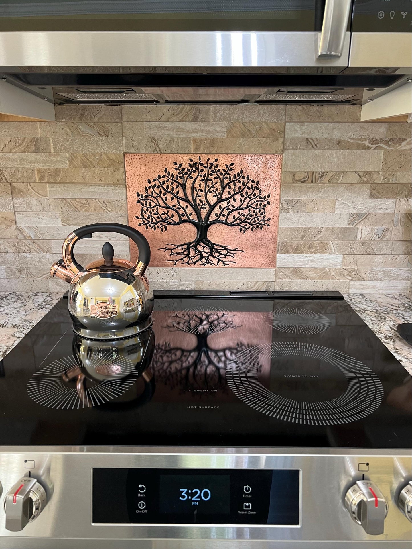 Copper & Black Tree With Roots Backsplash | Handmade Bold Copper Kitchen Backsplash Panel - Natuross