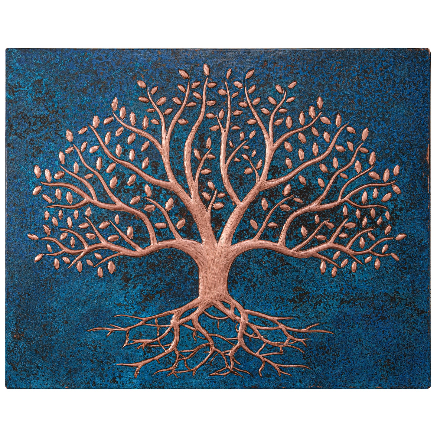 Blue Tree With Roots Copper Backsplash | Bold Patina Handmade Copper Kitchen Backsplash Panel - Natuross