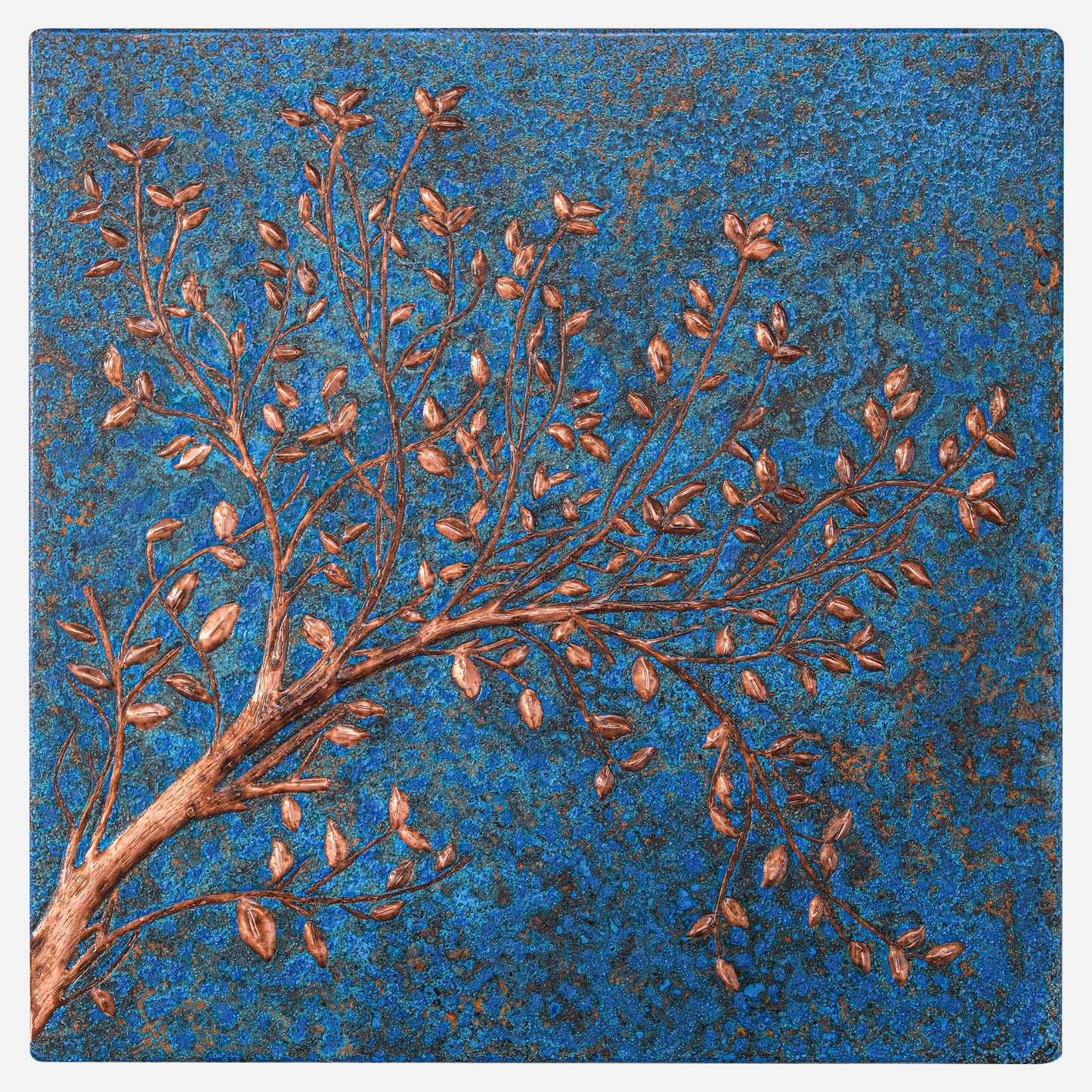 Blue Copper Tree Branches Backsplash | Artistic Handmade Copper Kitchen Backsplash Panel - Natuross