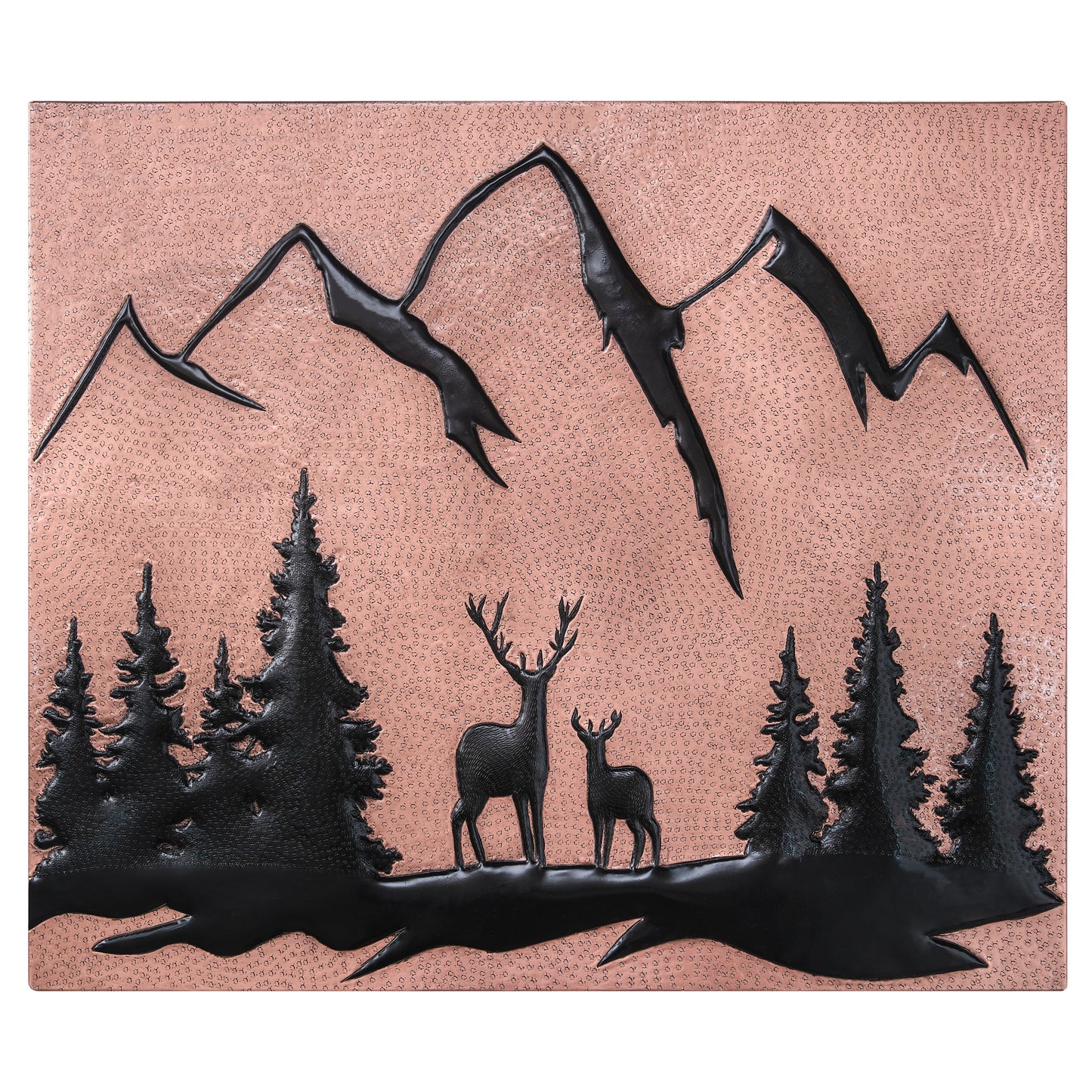 Carrelage pour crédence de cuisine Lodge & Cabin - Motif cerf cuivré dans la forêt - Cuivre et noir