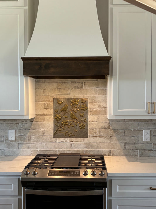 Birds & Blossoms Brass Backsplash