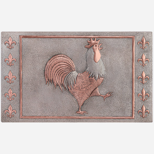 Rooster and Fleur de Lys Copper Kitchen Backsplash - Natuross