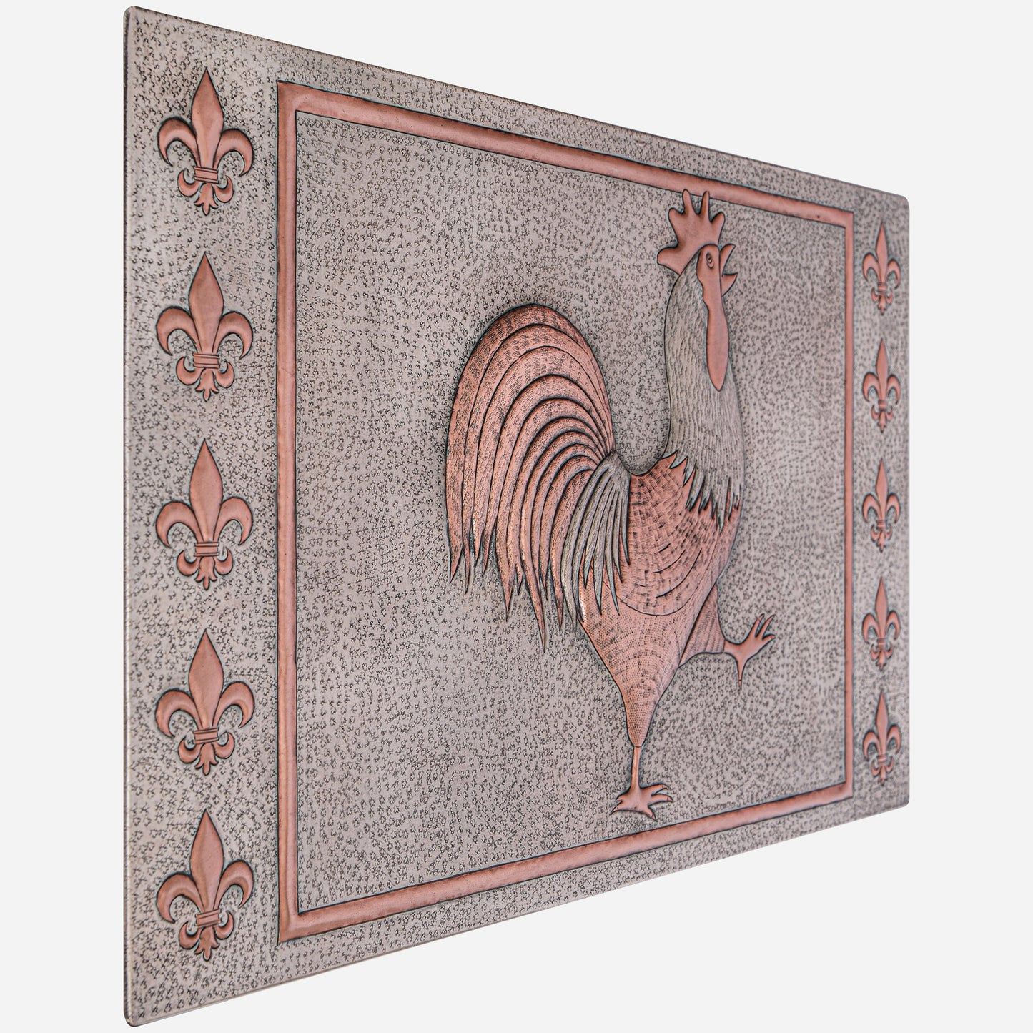 Rooster and Fleur de Lys Copper Kitchen Backsplash - Natuross