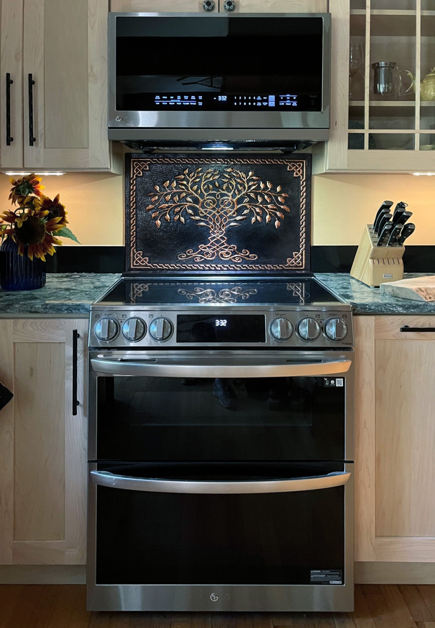 Black Tree of Life Copper Backsplash | Luxury Handmade Copper Kitchen Wall Art - Natuross