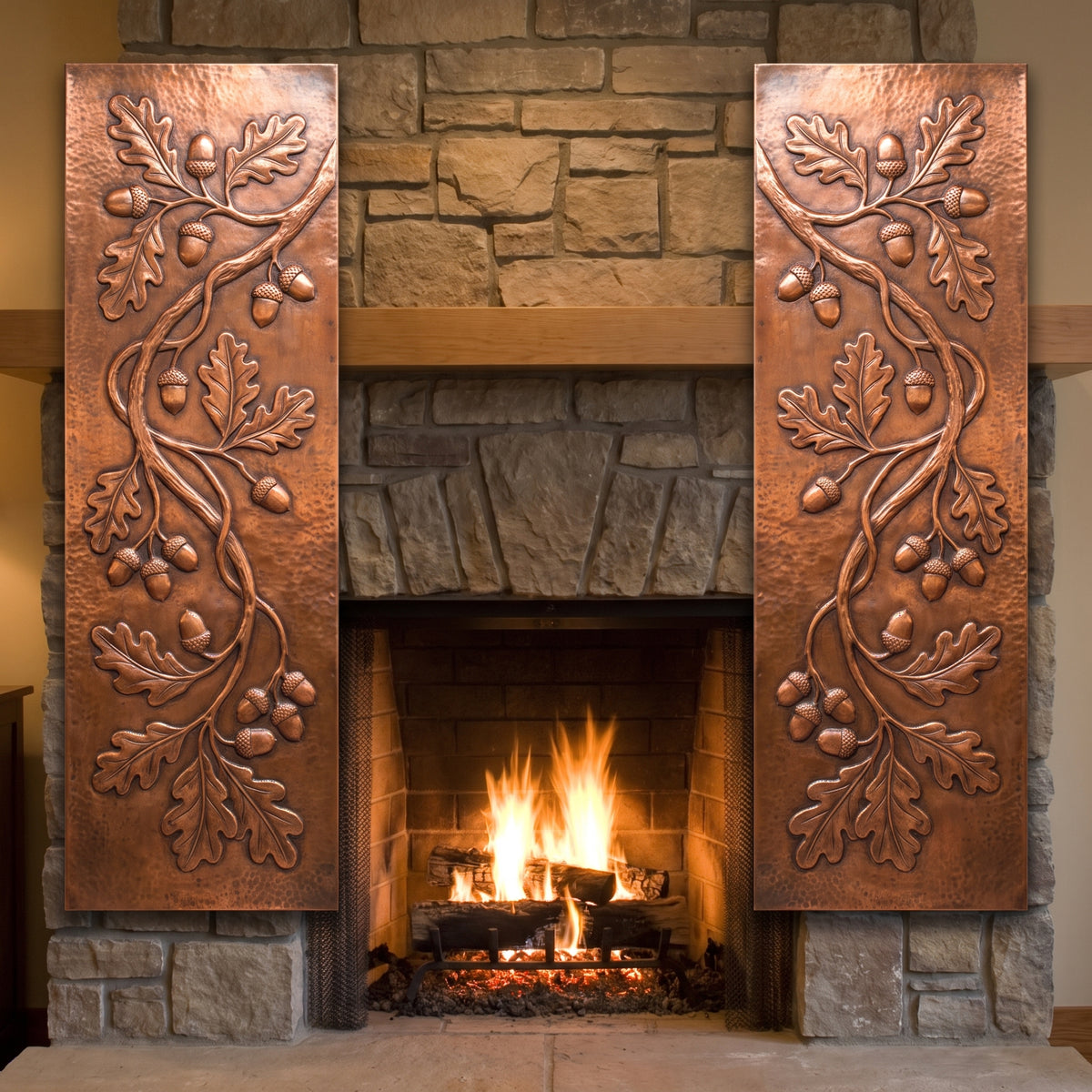 Oak Copper Panel Pair
