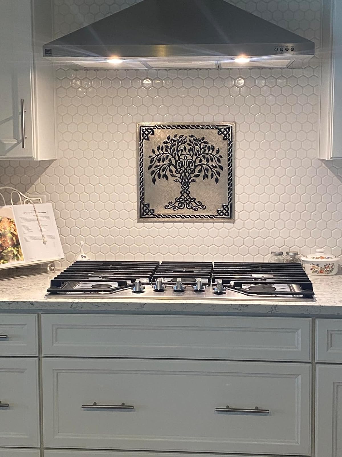 Gray & Black Tree of Life Backsplash | Bold Handmade Copper Kitchen Backsplash Panel - Natuross