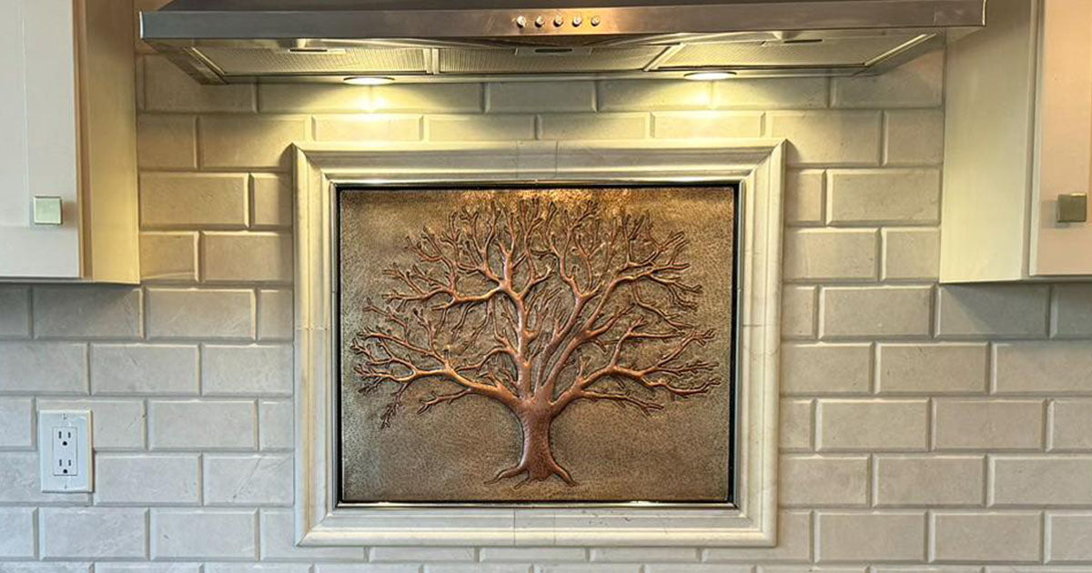 Eternal Tree Copper Backsplash in Gray & Copper - Natuross