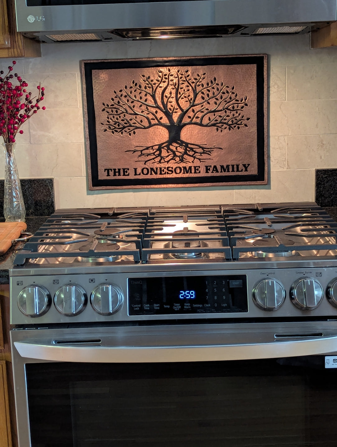 Copper & Black Tree With Roots Backsplash | Handmade Bold Copper Kitchen Backsplash Panel - Natuross