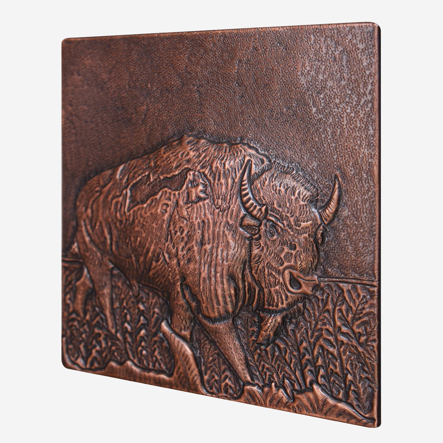 Bison Scene Copper Backsplash Tile