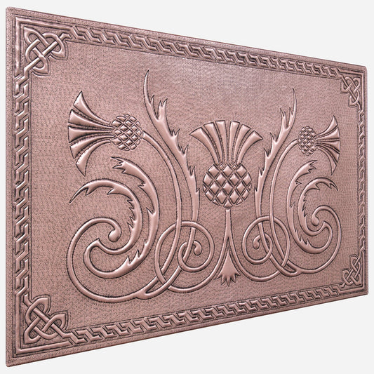 Copper Backsplash Tile (Scottish Thistle,Celtic Knot Border, Personalized)