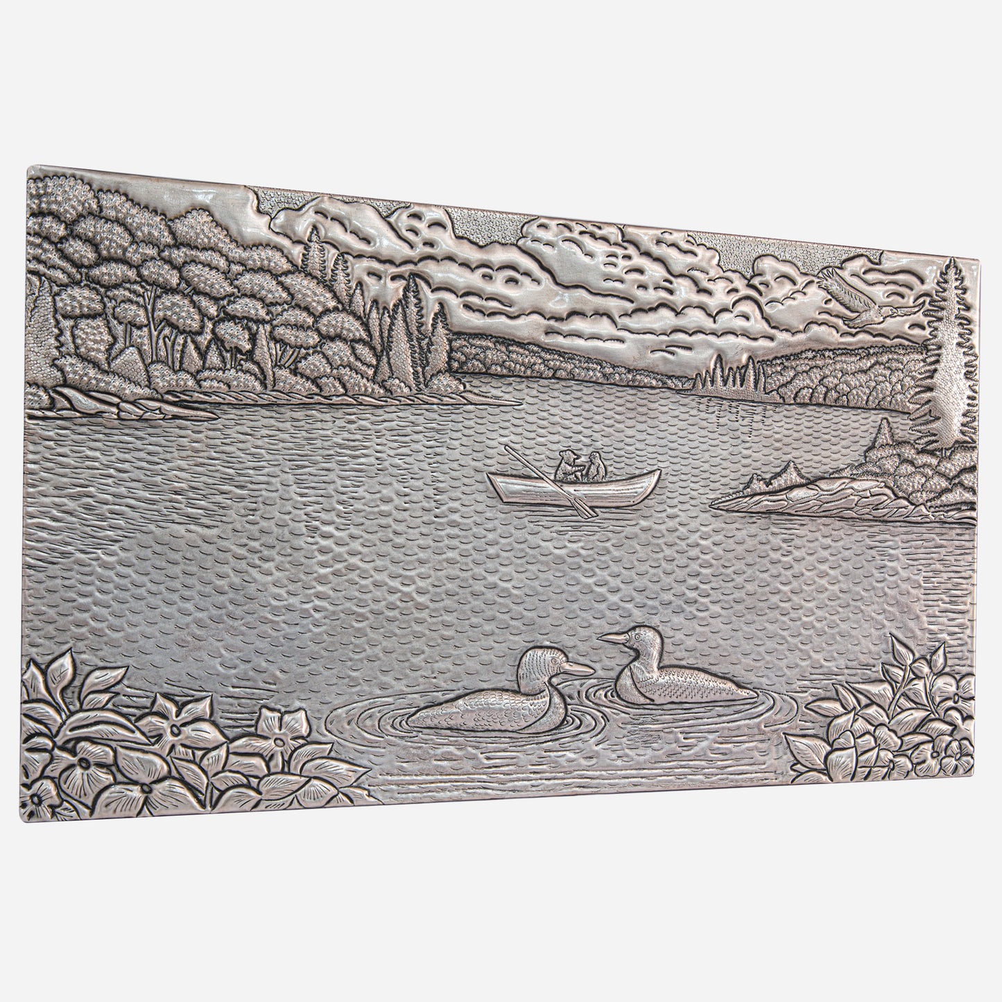 Lake Scene Copper Backsplash Tile