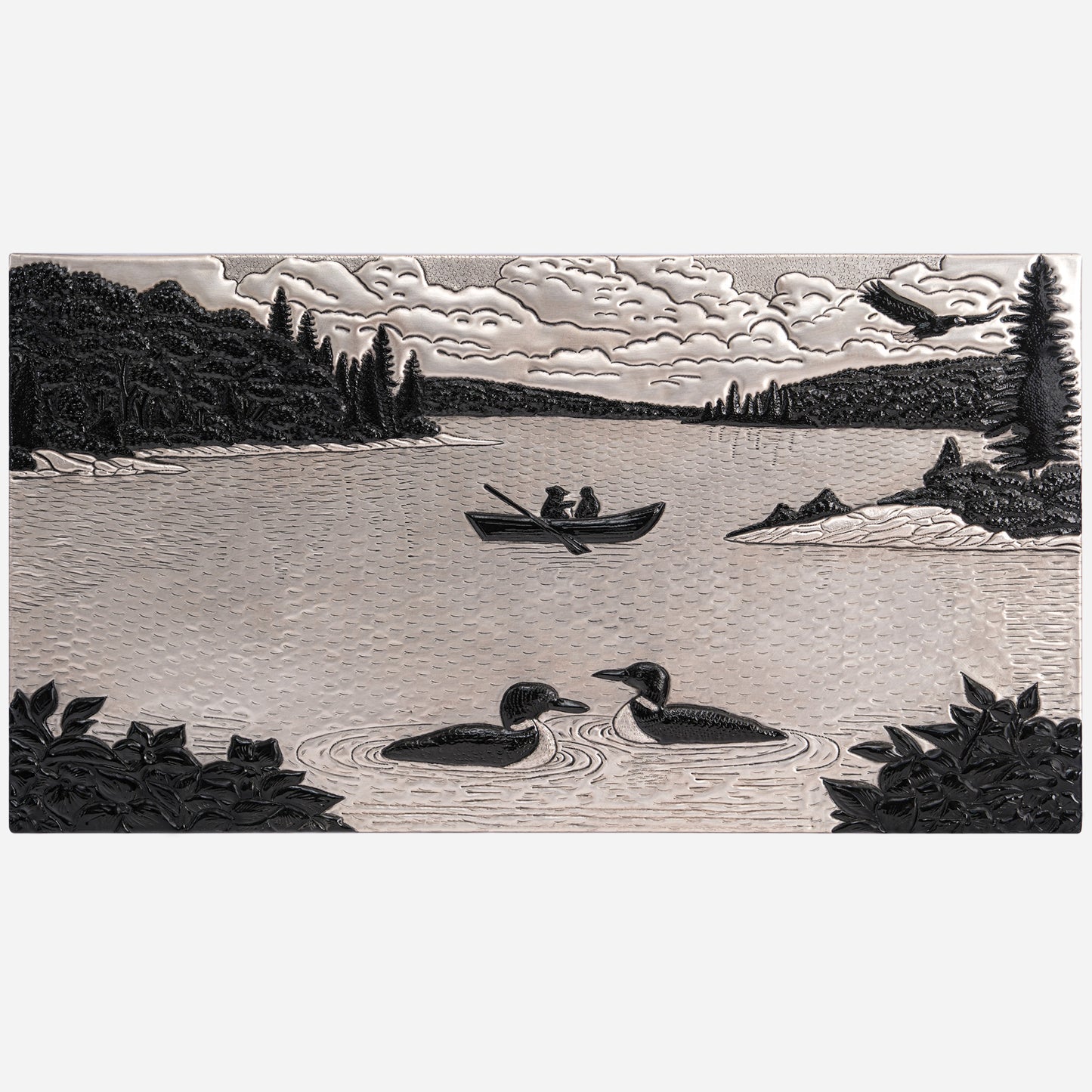 Lake Scene Copper Kitchen Backsplash Tile (Gray&Black)
