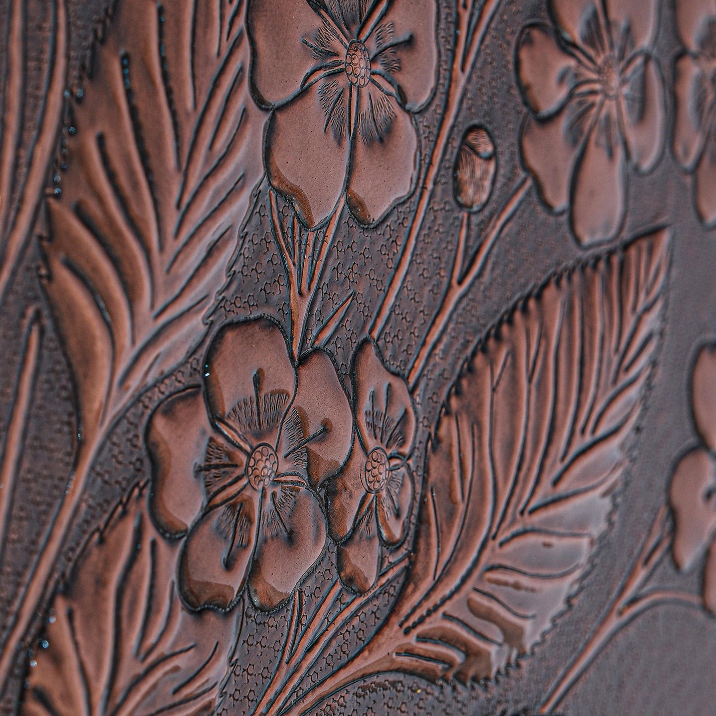 Kitchen Backsplash Tile (Forget me not Flowers, Brown Patina) - Natuross