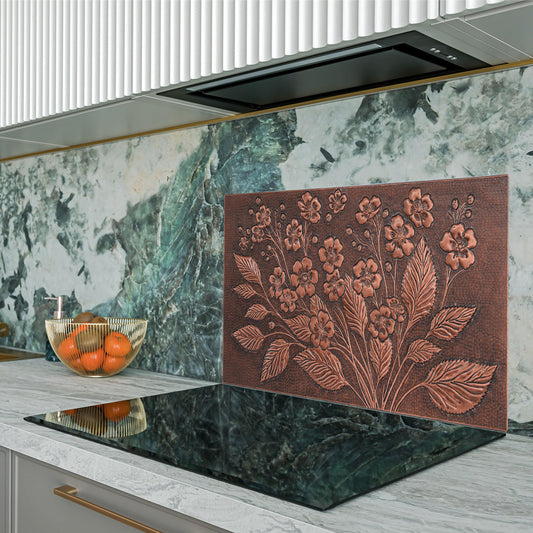 Kitchen Backsplash Tile (Forget me not Flowers, Brown Patina) - Natuross