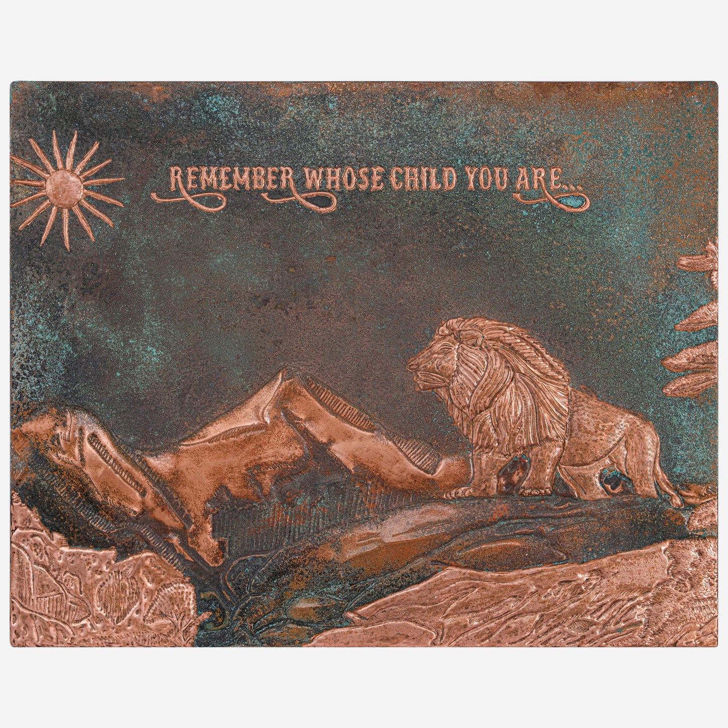 Lion Scene Copper Kitchen Backsplash with Quote - Natuross