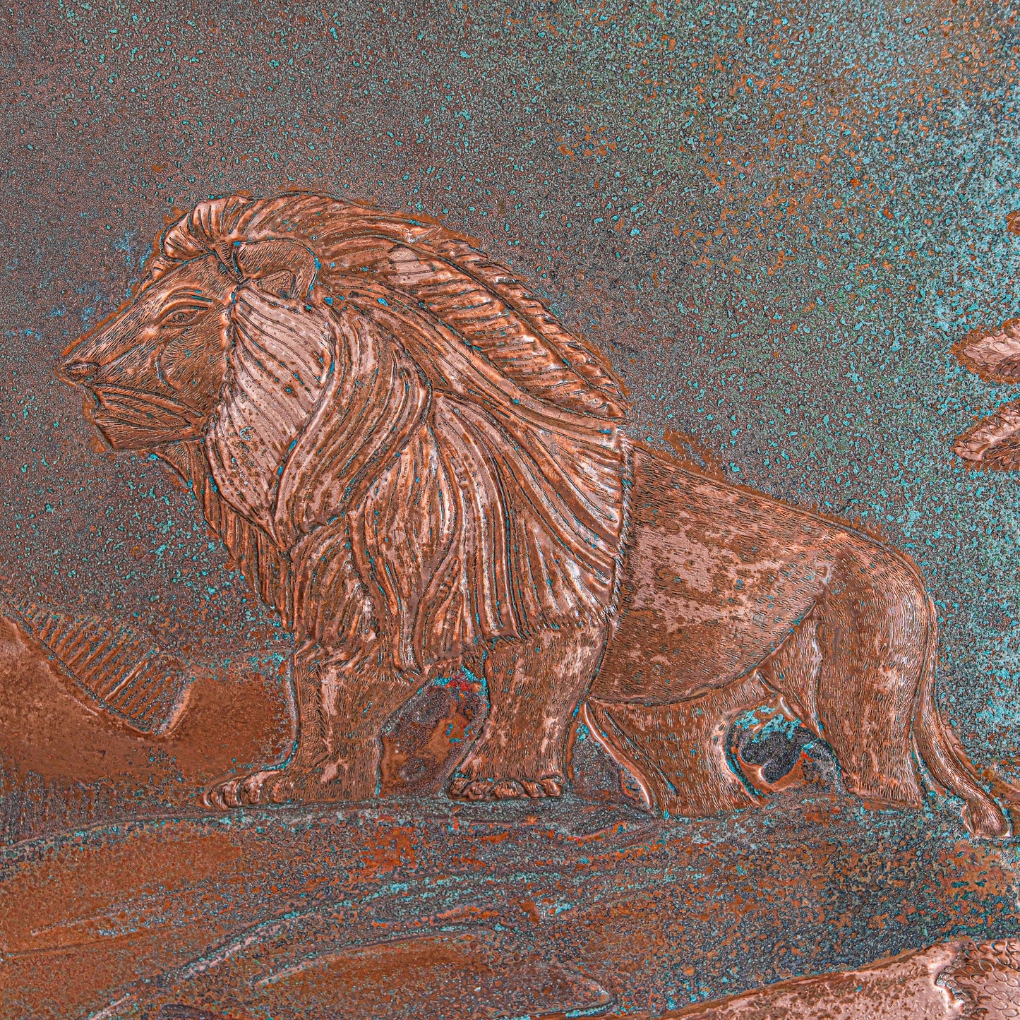 Lion Scene Copper Kitchen Backsplash with Quote - Natuross