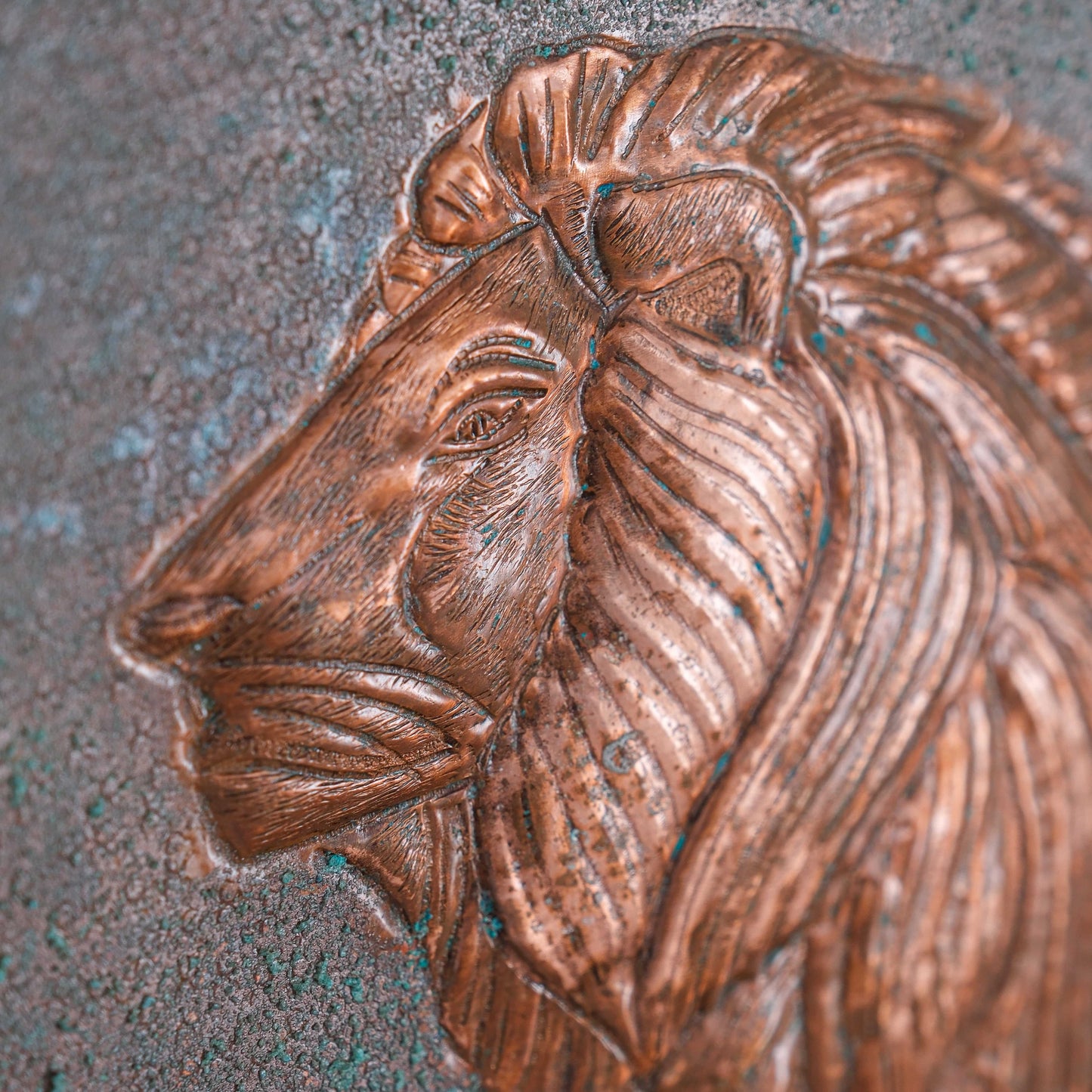 Lion Scene Copper Kitchen Backsplash with Quote - Natuross