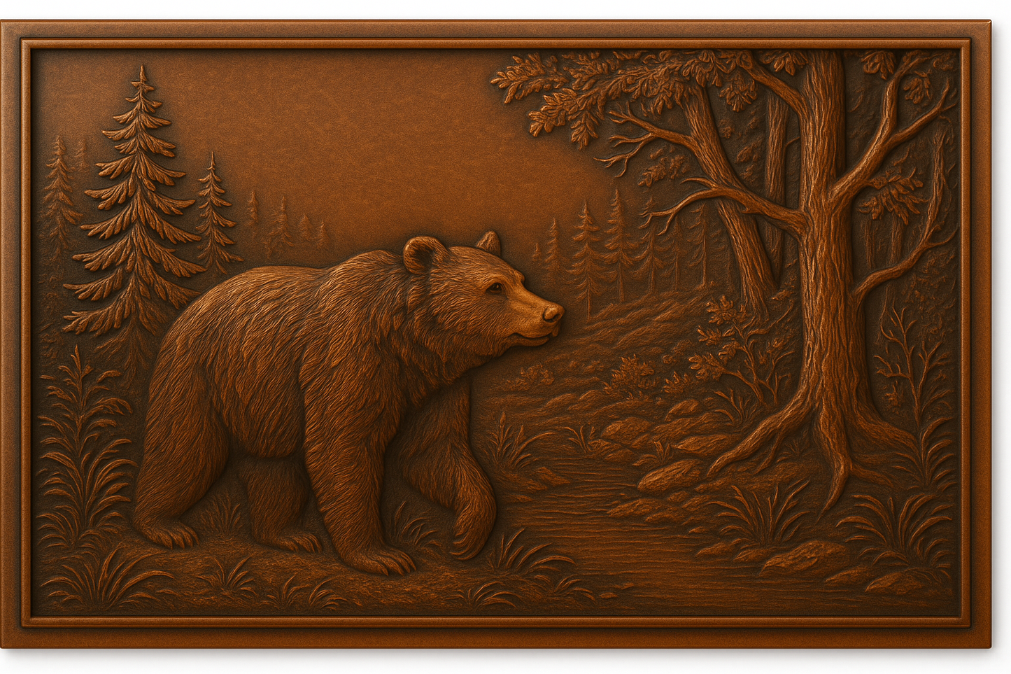 Bear in Forest Metal Wall Art Backsplash Panel
