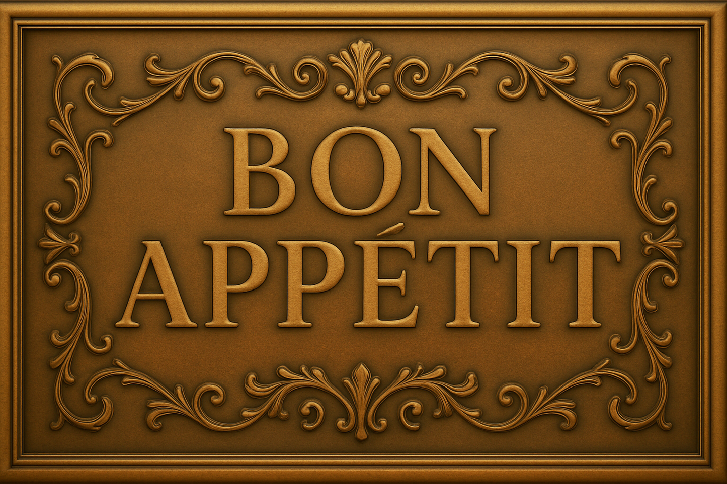 Bon Appétit Copper Panel — Handmade Embossed Kitchen Wall & Backsplash Art