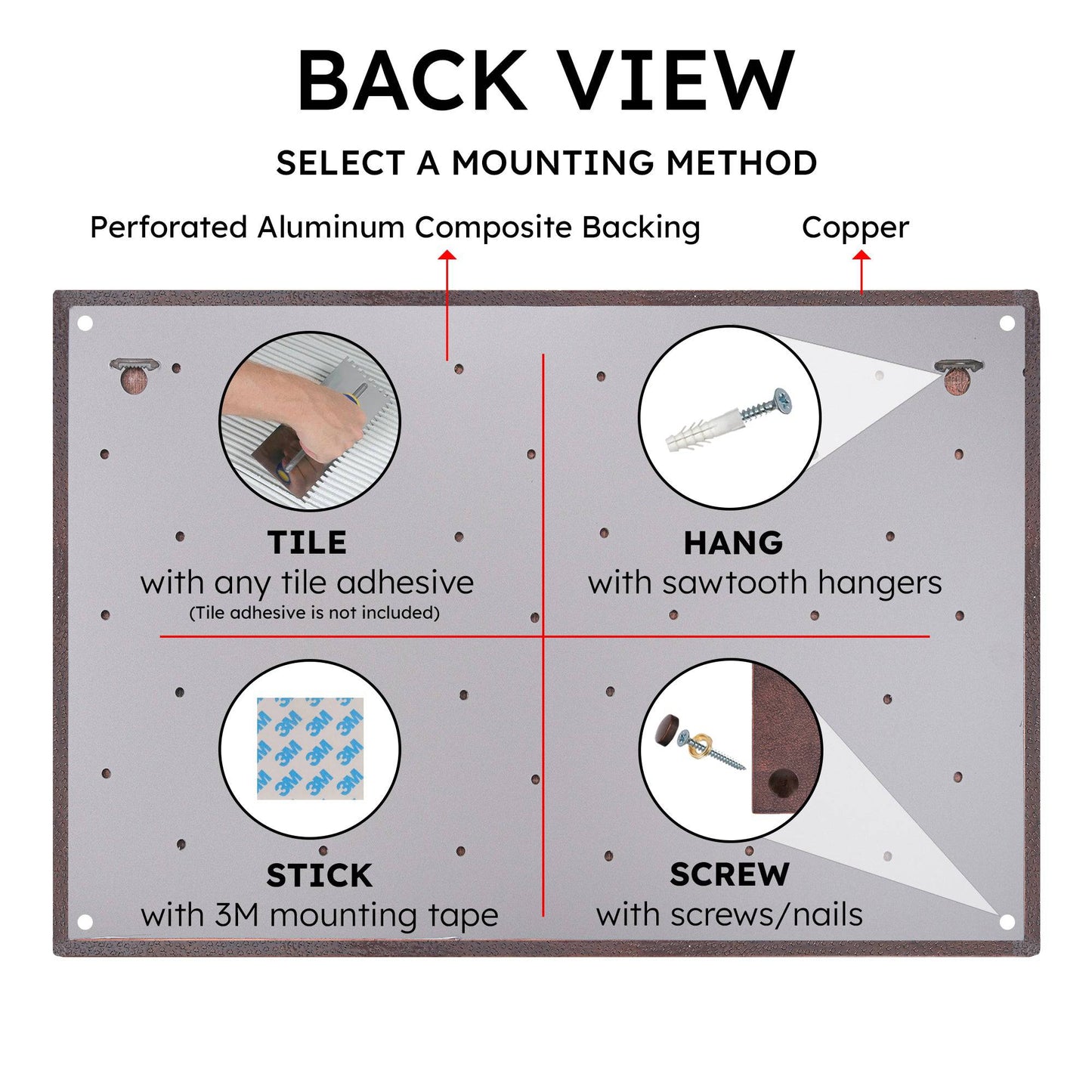 Copper Tuscan Backsplash (Grape Vines on a Plate, Brown Patina) - Natuross
