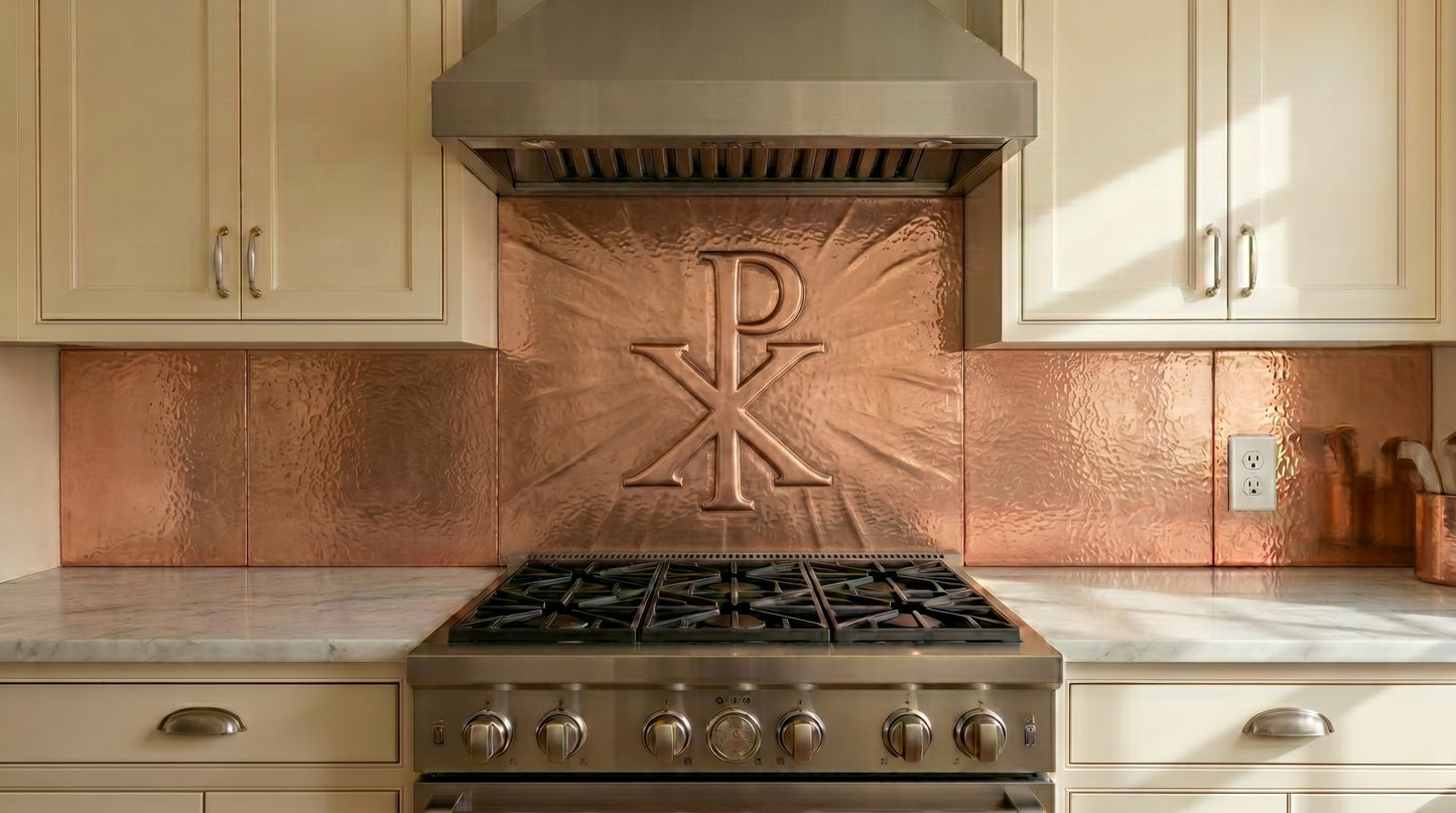 Chi Rho Copper Backsplash