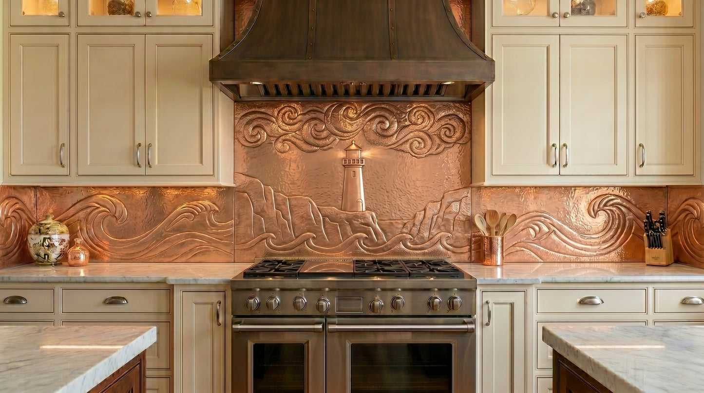 Clifftop Lighthouse Copper Kitchen Backsplash
