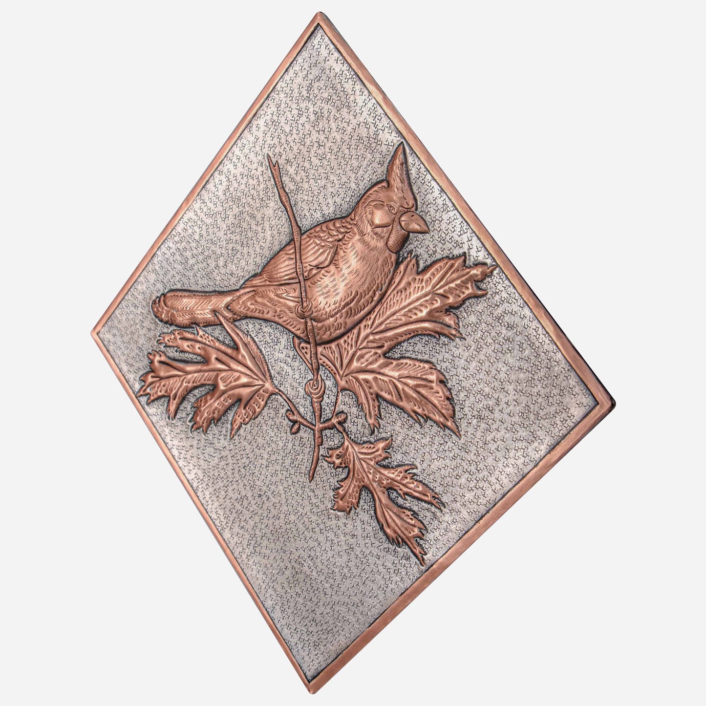 Copper Backsplash Panel (Northern Cardinal Bird on a Branch, Silver&Copper Color)