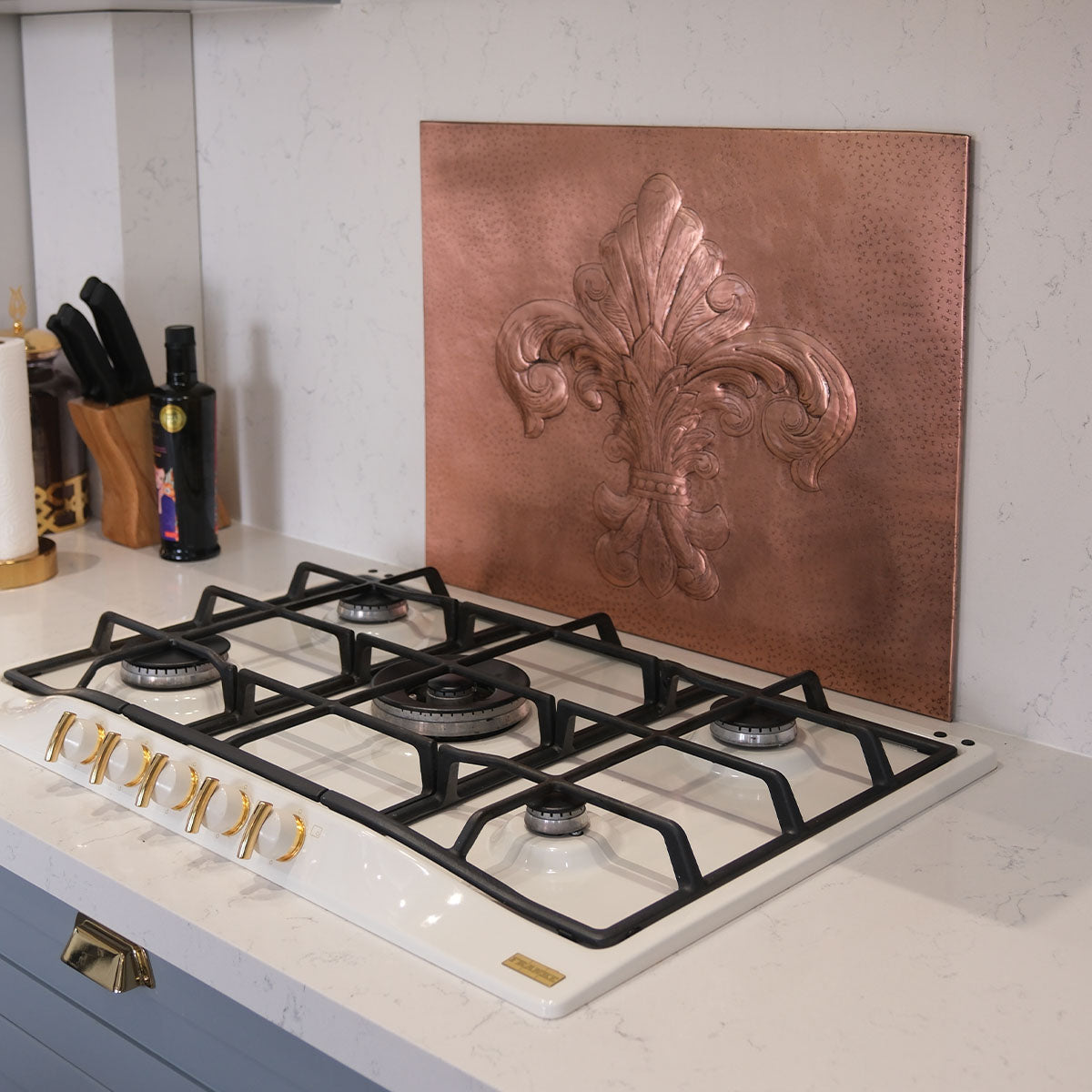 French Country Kitchen Backsplash Tile - Copper Fleur De Lys - Natural Copper - Natuross