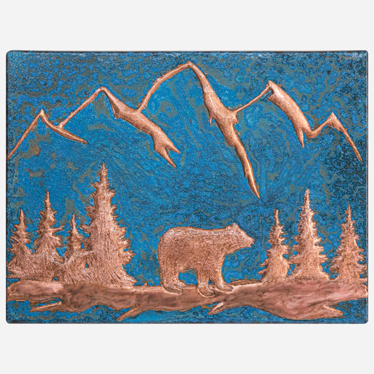 Bohemian Kitchen Backsplash Tile - Copper Bear in the Wild - Blue Patina - Natuross