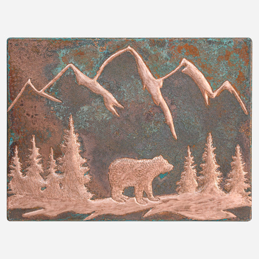 Bohemian Kitchen Backsplash Tile - Copper Bear in the Wild - Green Patina - Natuross