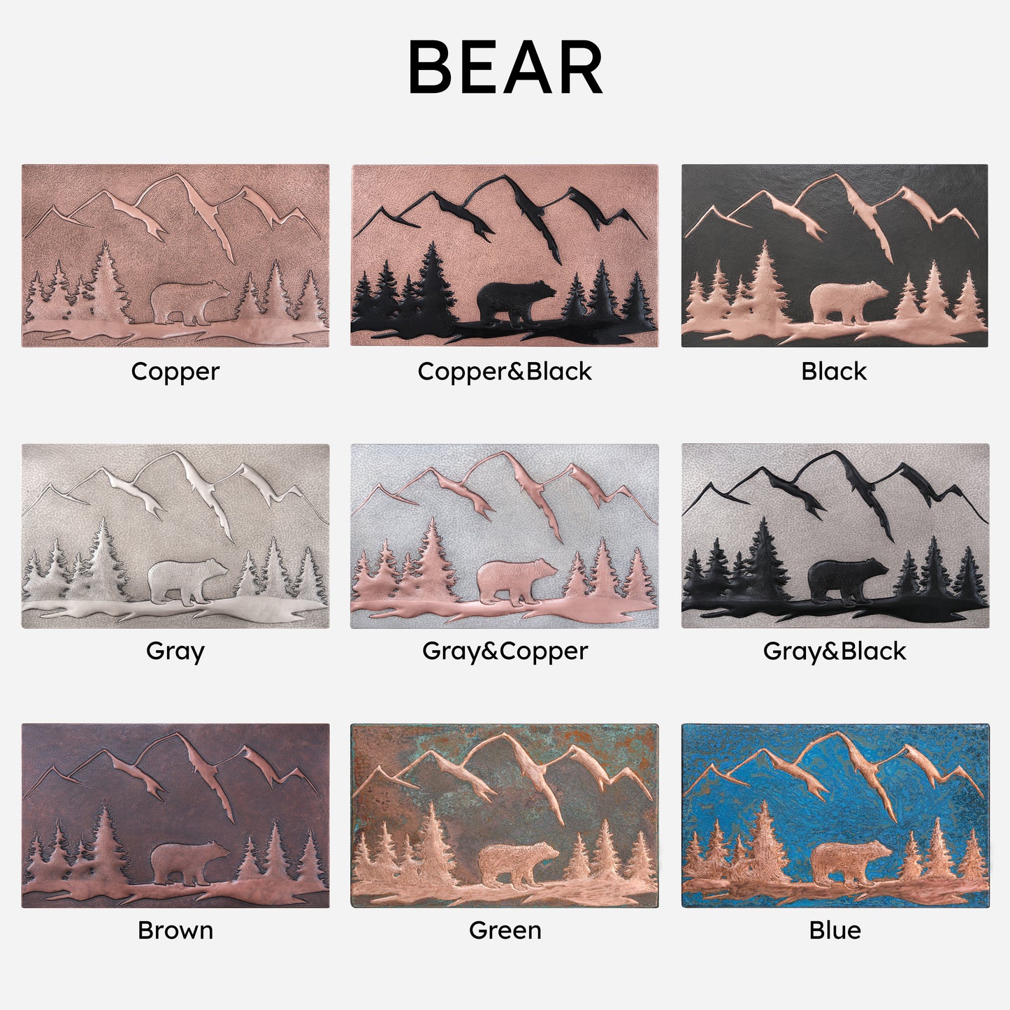 Bohemian Kitchen Backsplash Tile - Copper Bear in the Wild - Black - Natuross