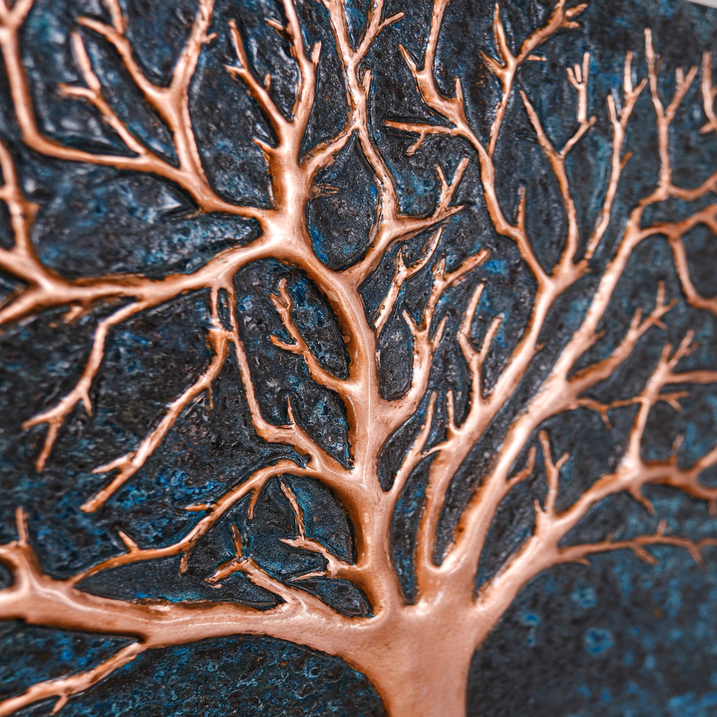 Nature-Inspired Kitchen Backsplash Tile – Copper Tree of Nature – Blue Patina - Natuross