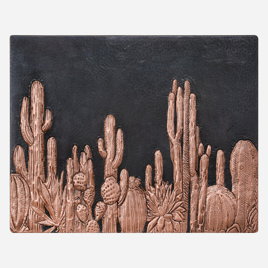 Southwestern Kitchen Backsplash Tile - Copper Cacti Desert Scene - Black - Natuross
