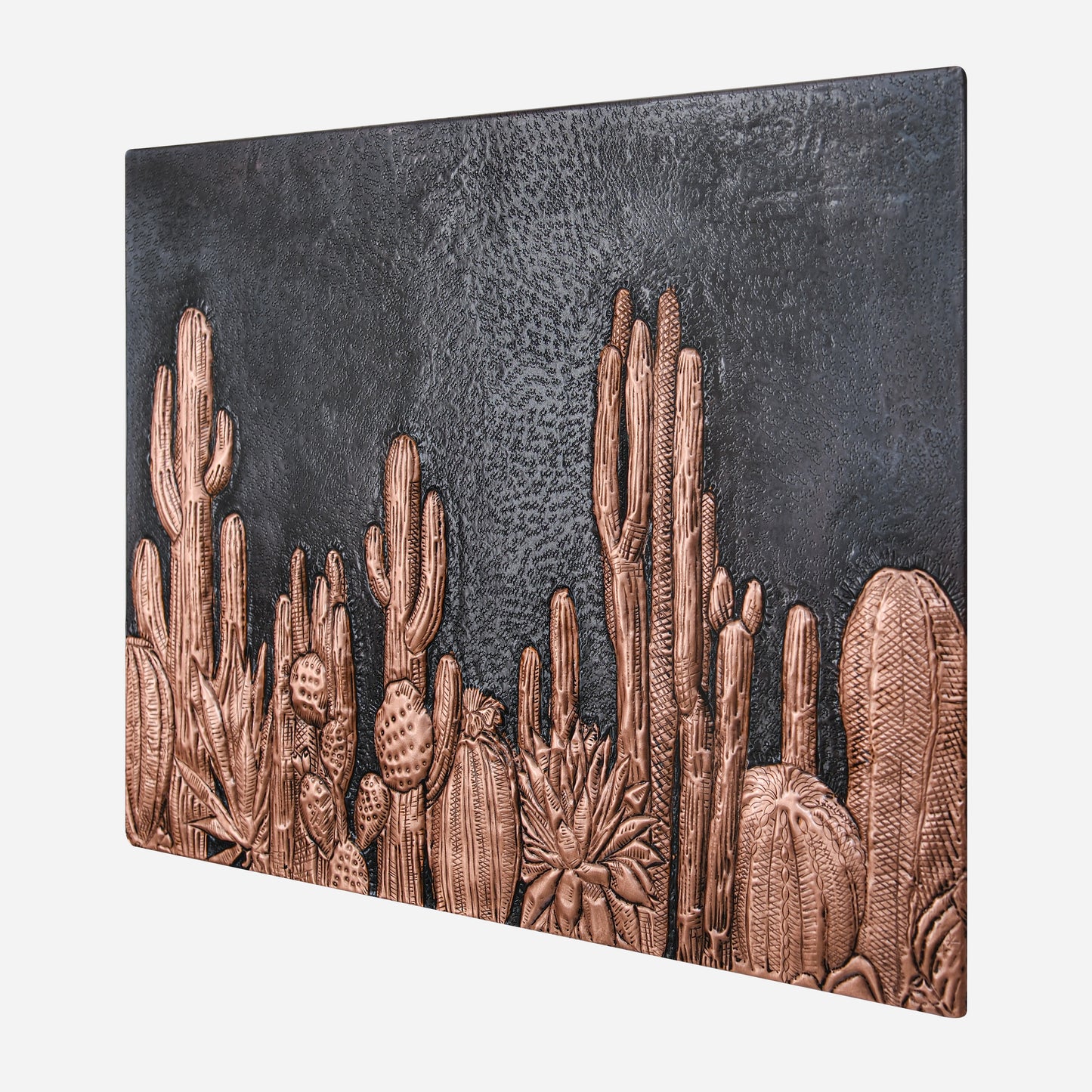 Southwestern Kitchen Backsplash Tile - Copper Cacti Desert Scene - Black - Natuross