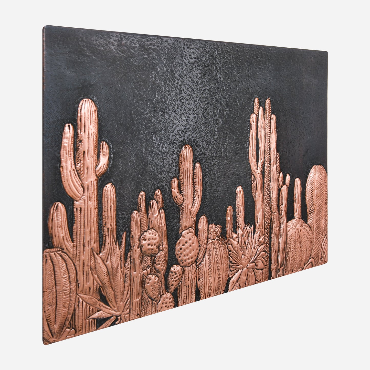 Southwestern Kitchen Backsplash Tile - Copper Cacti Desert Scene - Black - Natuross