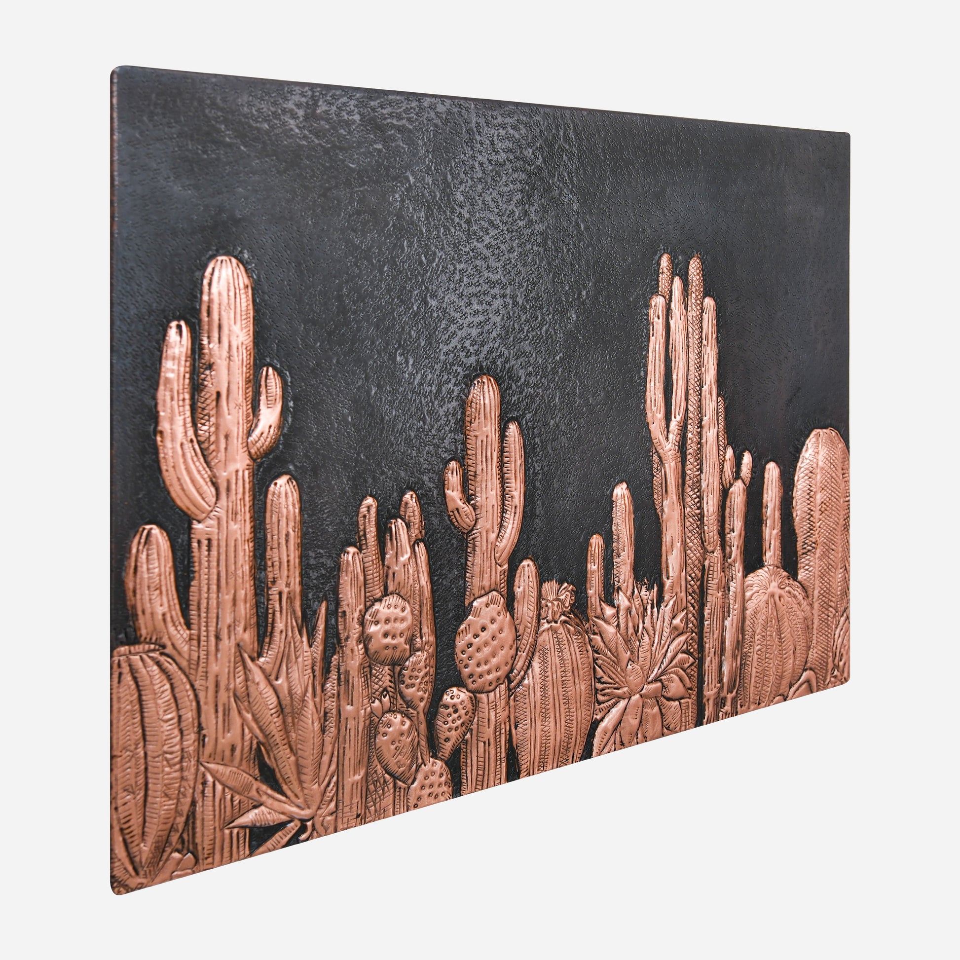 Southwestern Kitchen Backsplash Tile - Copper Cacti Desert Scene - Black - Natuross