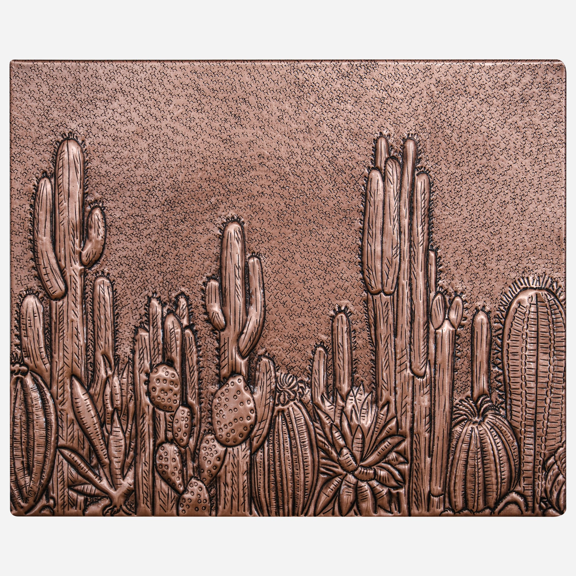 Southwestern Kitchen Backsplash Tile - Copper Cacti Desert Scene - Natural Copper - Natuross