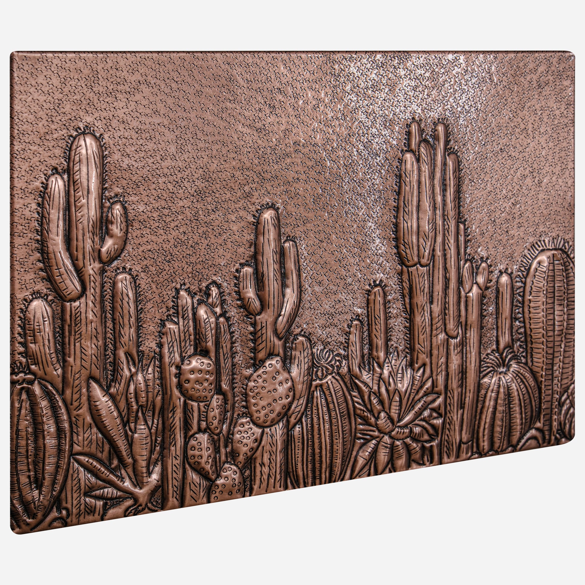 Southwestern Kitchen Backsplash Tile - Copper Cacti Desert Scene - Natural Copper - Natuross